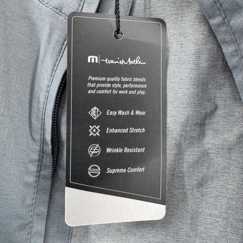 Travis Mathew Surfside Golf Full Zip Jacket Grey XL Wrinkle Resistant Preppy‎
